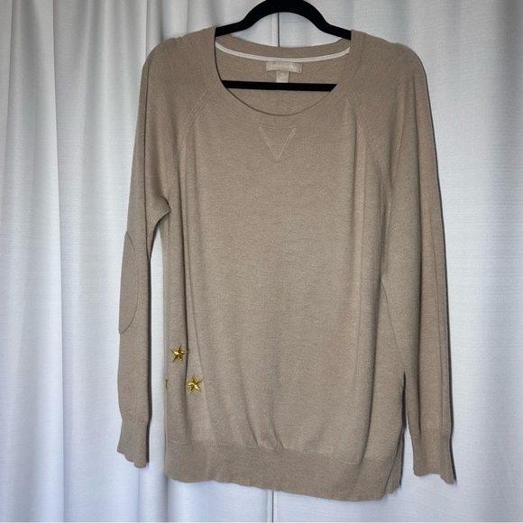 Banana Republic Sweater Womens Wool Crew Neck Gold Stars Nautical Minimalist XL - Picture 3 of 11
